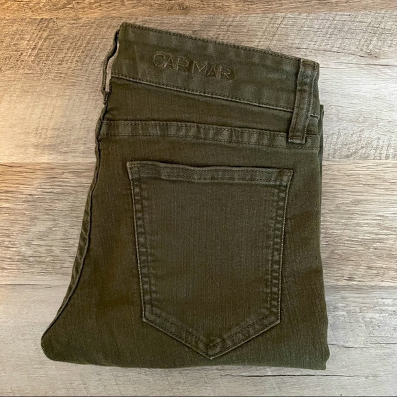 Carmar Moto Olive Green Gold Studded Skinny Jeans Size 25 - Picture 4 of 12